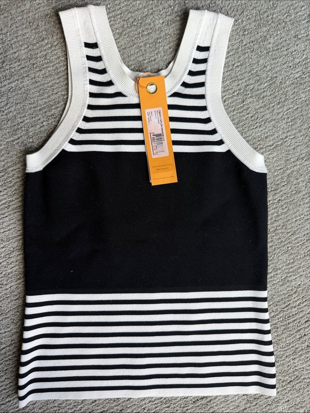 Tanya Taylor NWT Black & White Bonnie Knit Tank Top Striped Women’s, Size Medium
